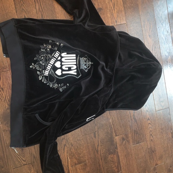 Juicy Couture Sweaters - Black juicy couture zipper hoodie with rhinestones